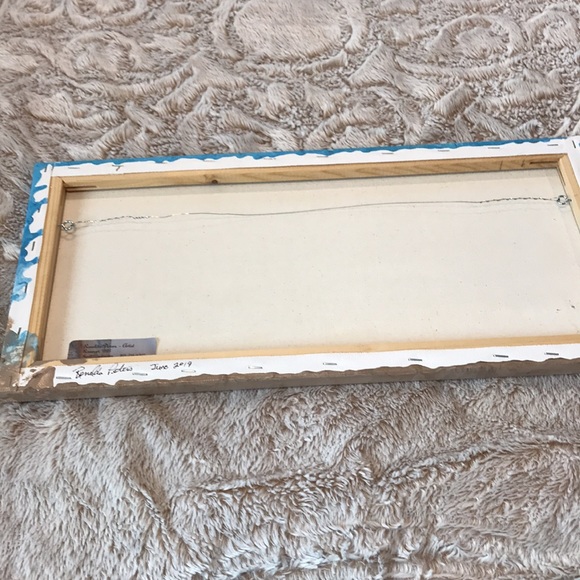 10 x 20” beach ocean abstract painting signed by artist gold jewelry shells - Picture 5 of 5